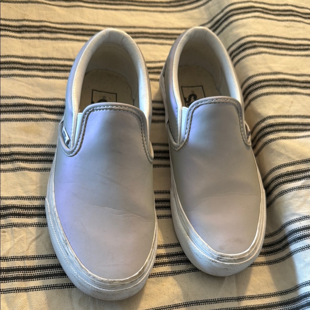 Vans Purple and Silver Iridescent Slip-On Sneakers